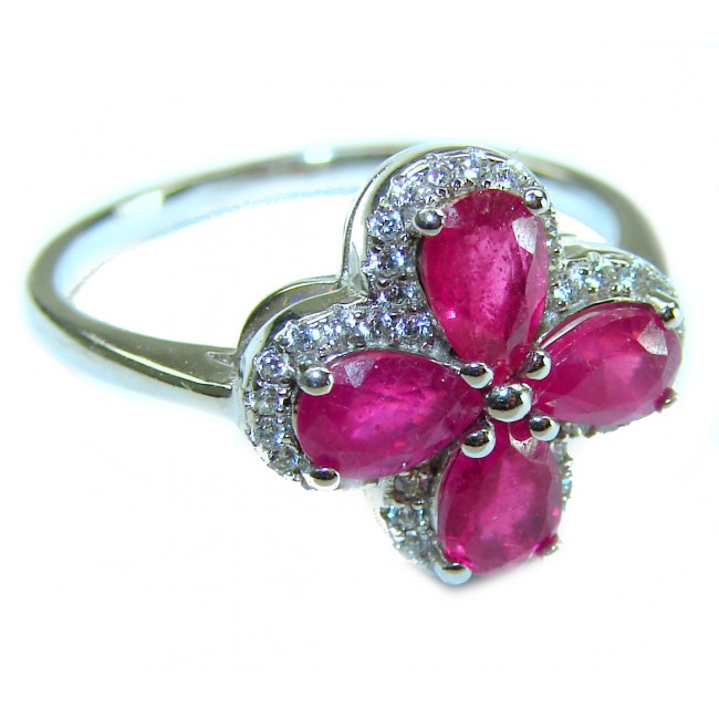 Luxurious Ruby .925 Silver handcrafted Cocktail Ring s. 9 1/4