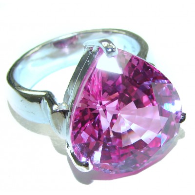 Real Diva 25.5 carat Pink Topaz .925 Silver handcrafted Cocktail Ring s. 7 3/4