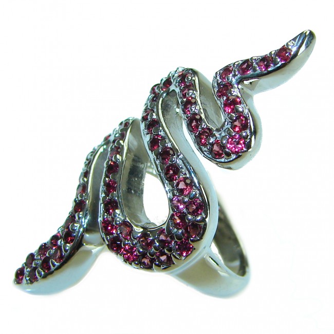 Red Snake authentic Ruby .925 Sterling Silver Large handcrafted Ring size 7