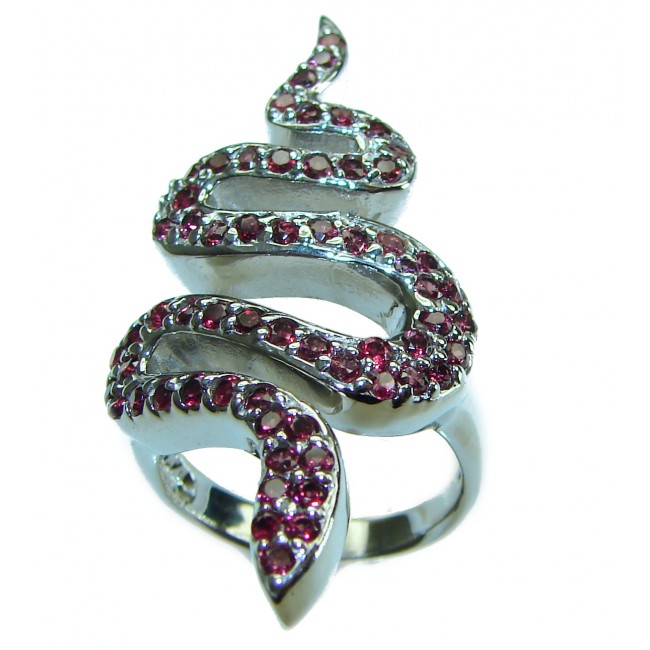 Red Snake authentic Ruby .925 Sterling Silver Large handcrafted Ring size 7