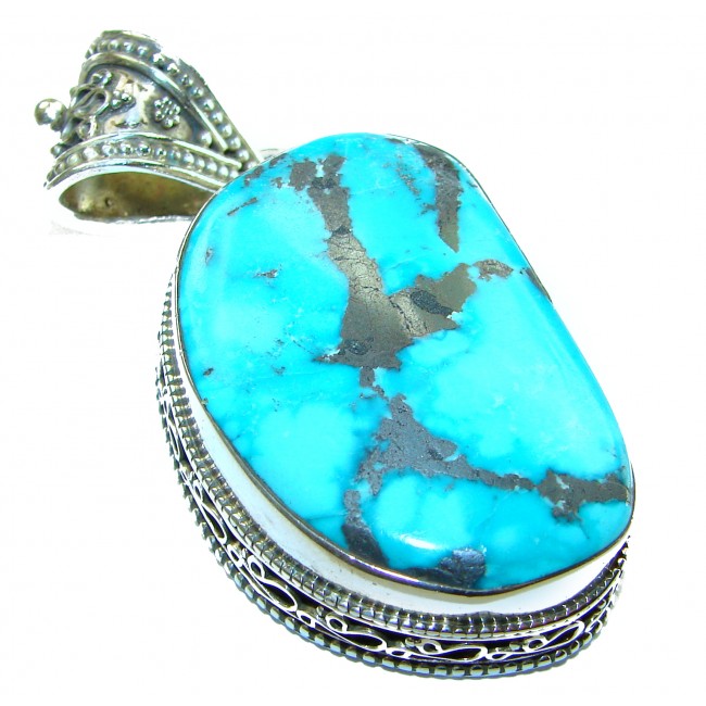 35.5 grams Natural Turquoise .925 Sterling Silver handmade pendant