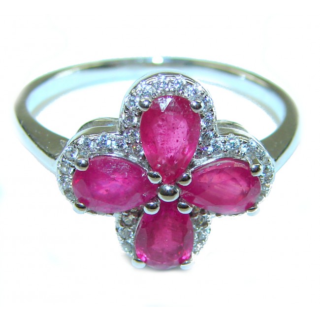 Luxurious Ruby .925 Silver handcrafted Cocktail Ring s. 9 1/4