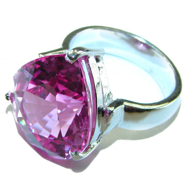 Real Diva 25.5 carat Pink Topaz .925 Silver handcrafted Cocktail Ring s. 7 3/4